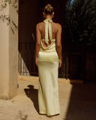 Liliette Halter Maxi Dress in Butter Back View | Winsome Girl Fashion