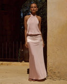 Liliette Halter Maxi Dress in Pink by Runaway The Label | Winsome Girl Fashion