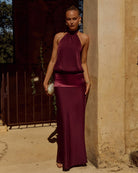 Liliette Halter Maxi Dress in Plum by Runaway The Label | Winsome Girl Fashion