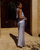 Liliette Halter Maxi Dress in Sky Blue flat lay