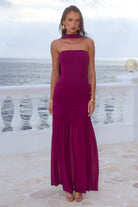 Lillie Corset Maxi Dress in Plum