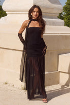  Lillie Corset Maxi Dress in Black