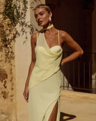Liora Maxi Dress Side Split in Butter | Winsome Girl Fashion