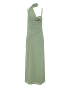 Liora Draped Scarf Maxi Dress in Sage flat lay