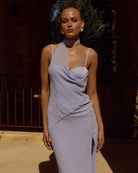 Liora Maxi Dress Side Split in Sky Blue | Winsome Girl Fashion