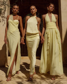 Isolina Maxi Dress Draped Frills and Cinched Waist in Butter | Winsome Girl Fashion