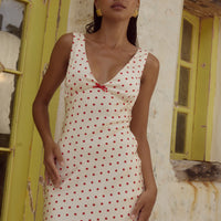 Runaway The Label - Livi Midi Dress in White/Red