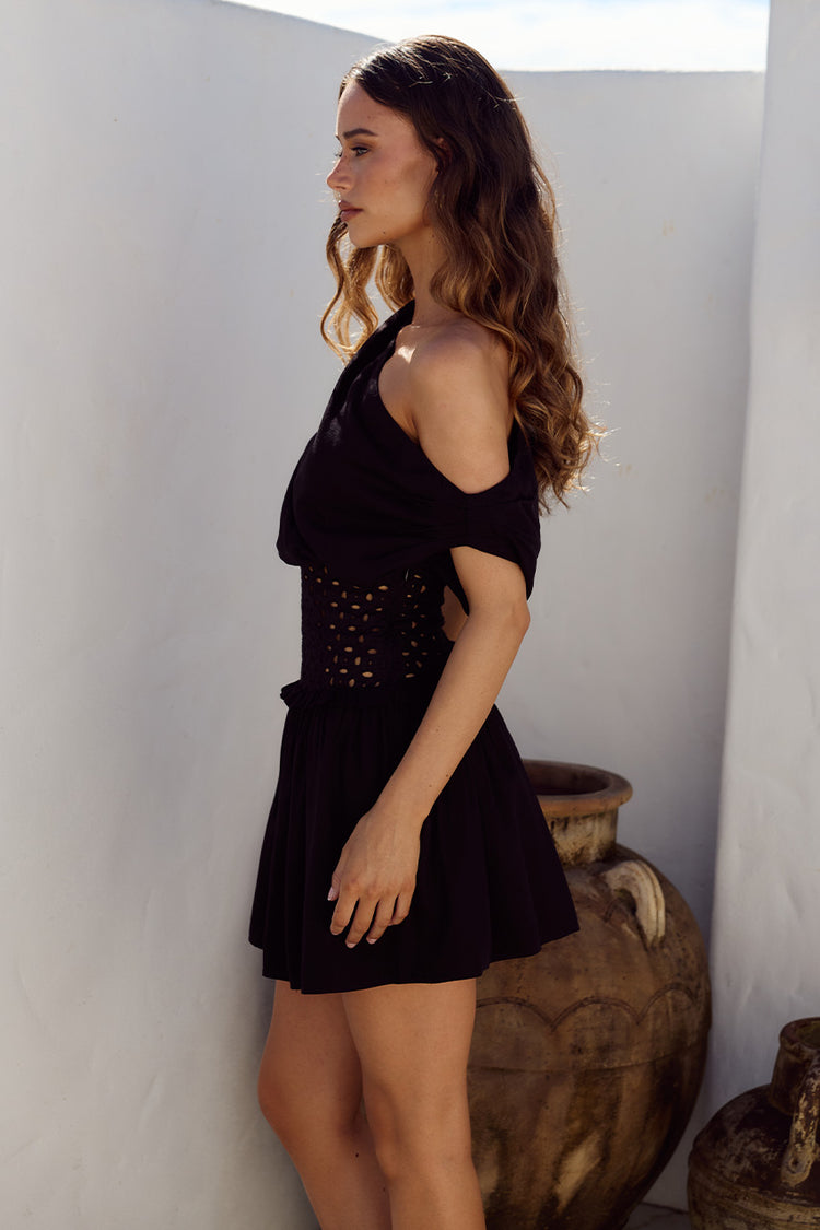 Lizzy Mini Dress in Black Side Profile | Winsome Girl Fashion