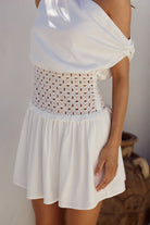 Lizzy Mini Dress in White Side Profile | Winsome Girl Fashion