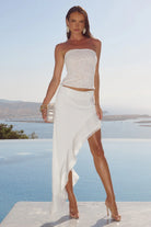 Runaway The Label - Loana Wavy Hem Maxi Skirt in White