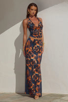 Runaway The Label - Lotus Low Waist Maxi Skirt in Valina Orange