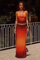 Lotus Cowl Halter Top in Blaze Ombre