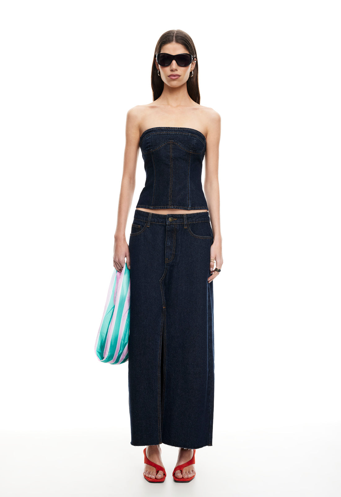 Sweetness Strapless Top in Indigo