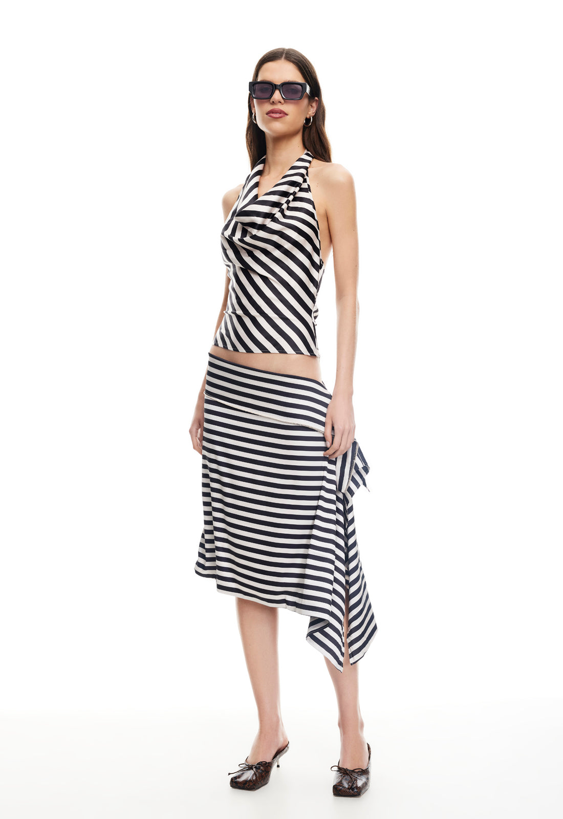 Allure Midi Skirt in Noir Stripe