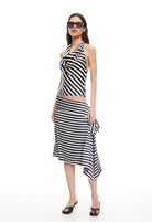 Allure Midi Skirt in Noir Stripe
