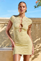 Luani Mandarin Collar Mini Dress in Lemon by Runaway The Label | Winsome Girl Fashion 