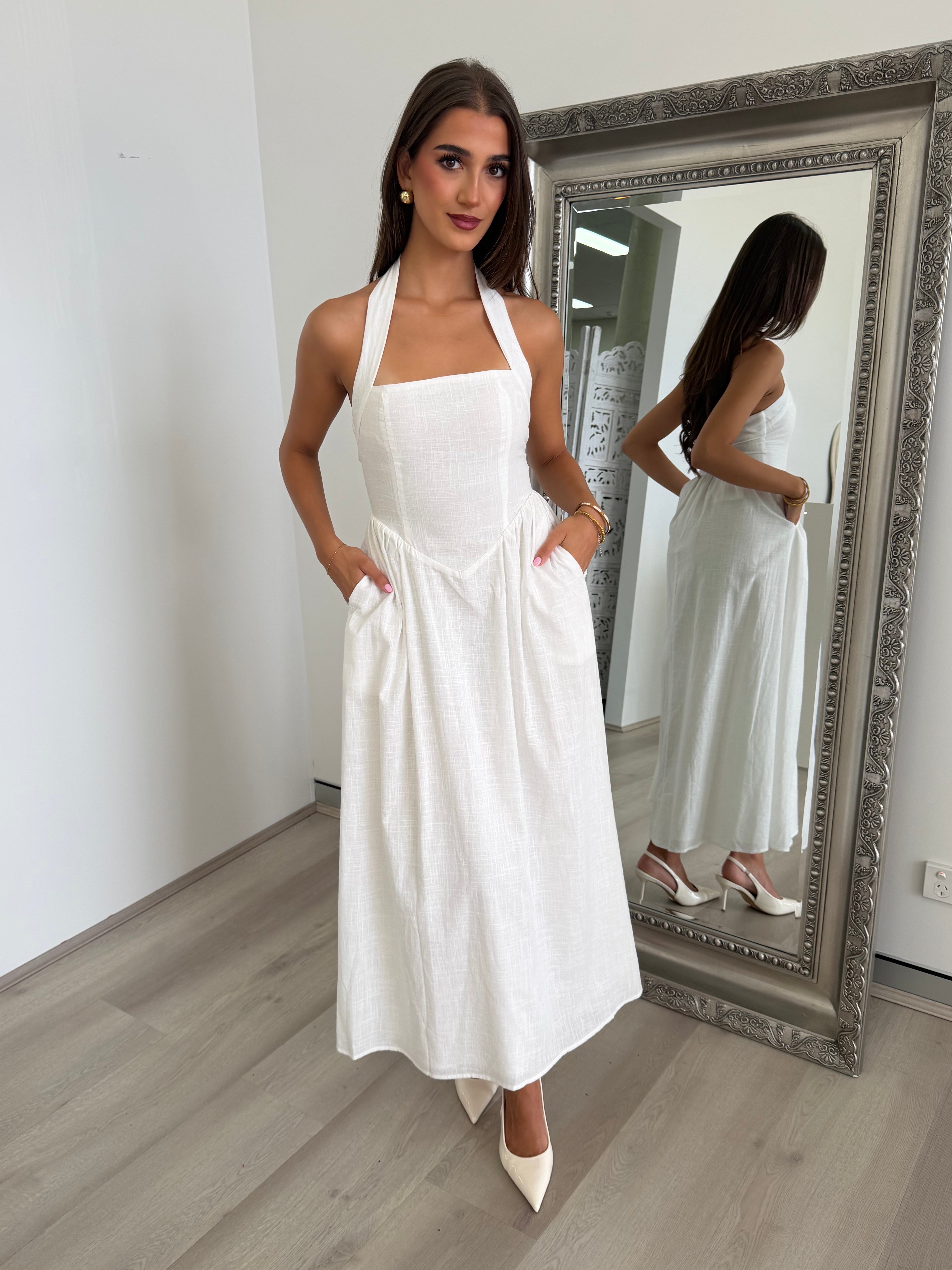 Locklea Midi Dress in White
