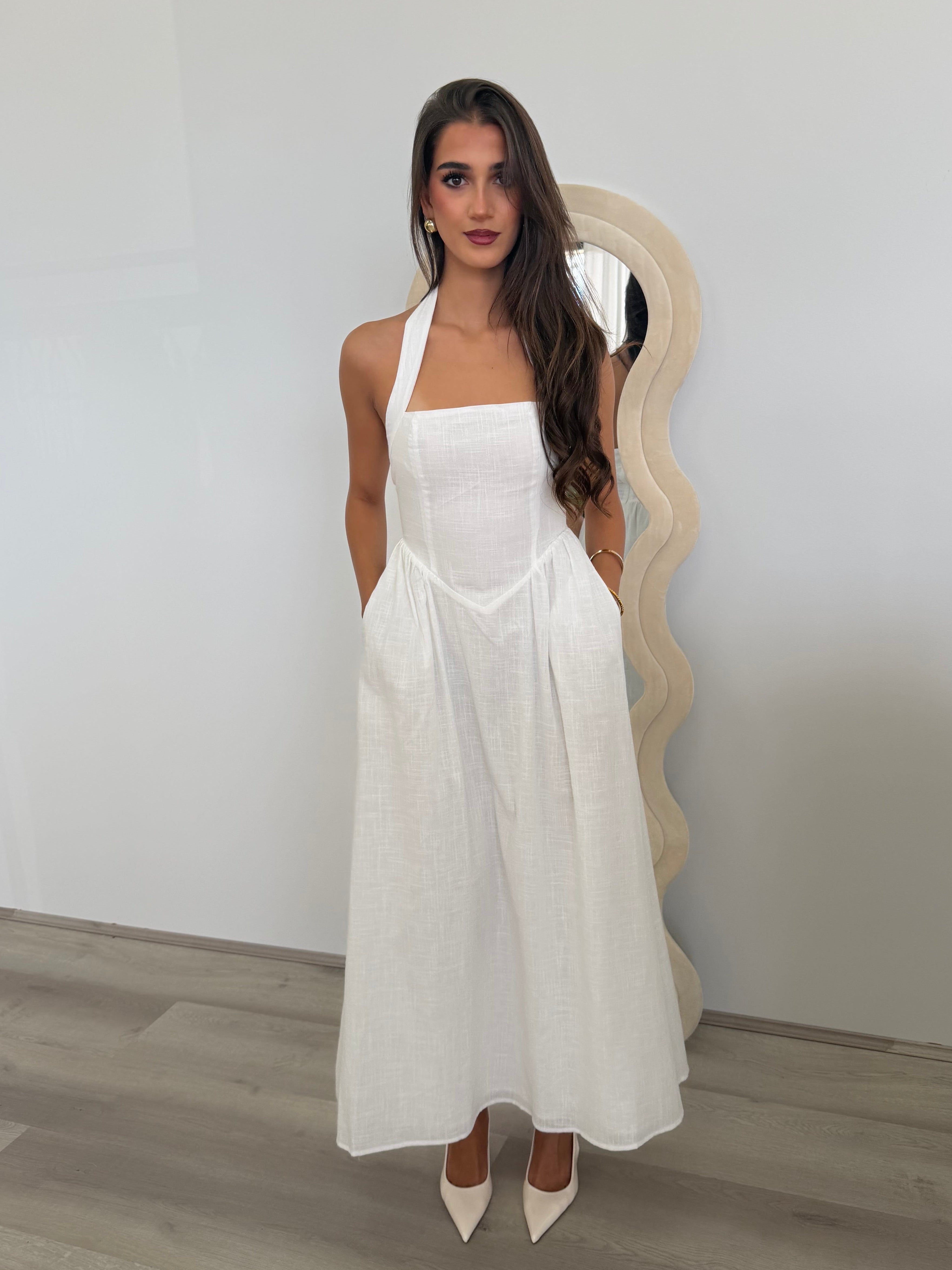 Locklea Midi Dress in White
