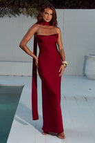  Madeleine Strapless Maxi Dress in Cherry