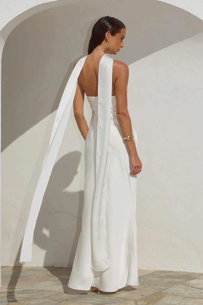 Madeleine Strapless Maxi Dress in Pearl