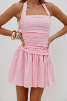 Mattie Halter Mini Dress in Pink by Runaway The Label | Winsome Girl Fashion 