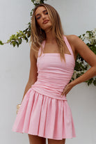 Mattie Halter Mini Dress in Pink by Runaway The Label | Winsome Girl Fashion 