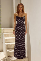 Monet Maxi Dress in Black Polka