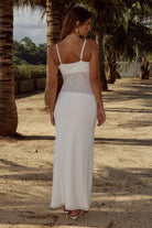 Natalie Scoop Lace Maxi Dress in White  by Runaway The Label | Winsome Girl Fashion 