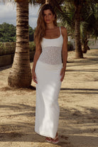 Natalie Scoop Lace Maxi Dress in White  by Runaway The Label | Winsome Girl Fashion 