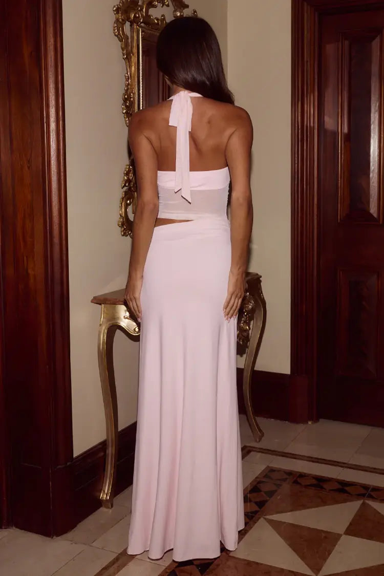 Nalita Halter Cutout Maxi Dress in Petal