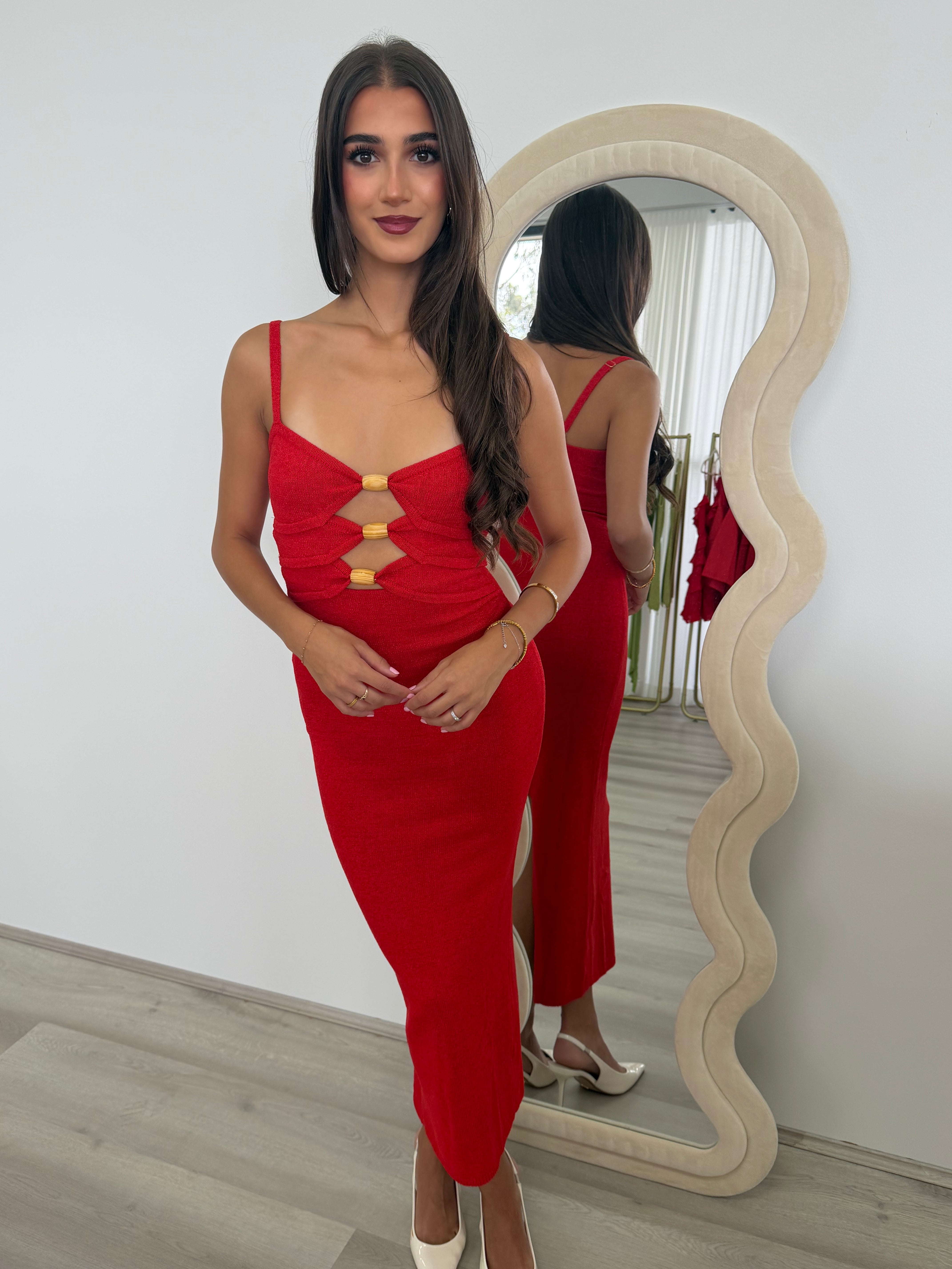 Runaway The Label - Normani Midi Dress in Red