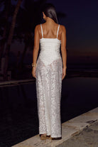 Odelia Bodysuit Maxi Dress in White Back View | Winsome Girl Fashion