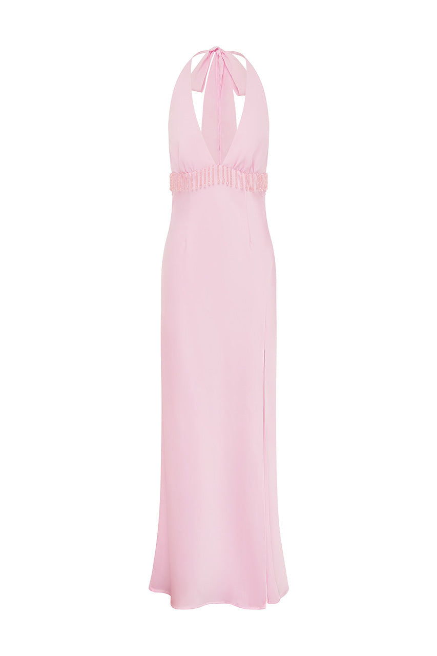 Pramila Halter Maxi Dress in Musk by Runaway The Label | Winsome Girl Fashion 