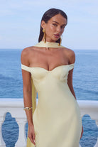 Raphaella Off Shoulder Maxi Dress in Buttermilk