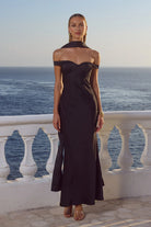  Raphaella Off Shoulder Maxi Dress in Noir