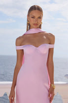 Raphaella Off Shoulder Maxi Dress in Petal