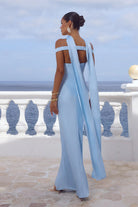  Raphaella Off Shoulder Maxi Dress in Sky Blue