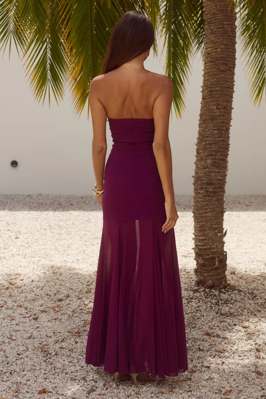  Remi Strapless Maxi Dress in Plum