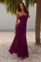 Runaway The Label - Remi Strapless Maxi Dress in Plum