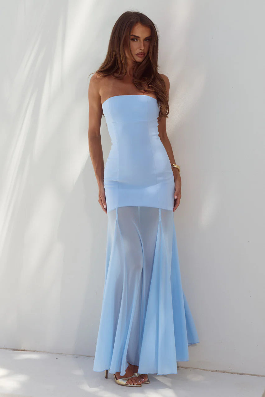 Remi Strapless Maxi Dress in Sky Blue