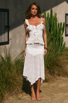 Runaway The Label - Roxelle Handkerchief Midi Skirt in White