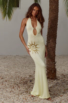 Sabrina Halter Knit Maxi Dress in Lemon