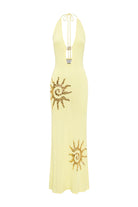 Sabrina Halter Knit Maxi Dress in Lemon