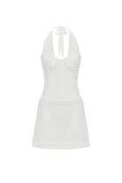 Sabrine Halter Corset Mini Dress in White by Runaway The Label | Winsome Girl Fashion 