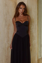 Scarlett Corset Maxi Dress in Black by Runaway The Label | Winsome Girl Fashion 