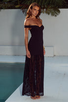 Runaway The Label Shayla Maxi Dress Black Lace Contrast Skirt | Winsome Girl Fashion
