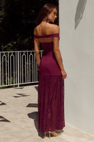 Runaway The Label - Shayla Off Shoulder Maxi Dress in Wine