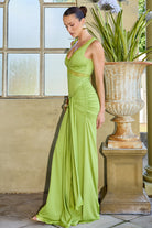 Sophia V-neck Lace Trim Maxi Dress in Palm by Runaway The Label | Winsome Girl Fashion 