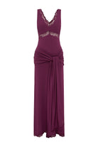 Sophia V-neck Lace Trim Maxi Dress in Plum by unaway The Label | Winsome Girl Fashion 