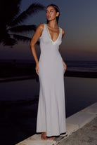 Runaway The Label Sybilla Maxi Dress Ash Low V Neckline | Winsome Girl Fashion